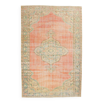 6x9 Vintage Peach Oushak Vintage Rug, 184x276 Cm