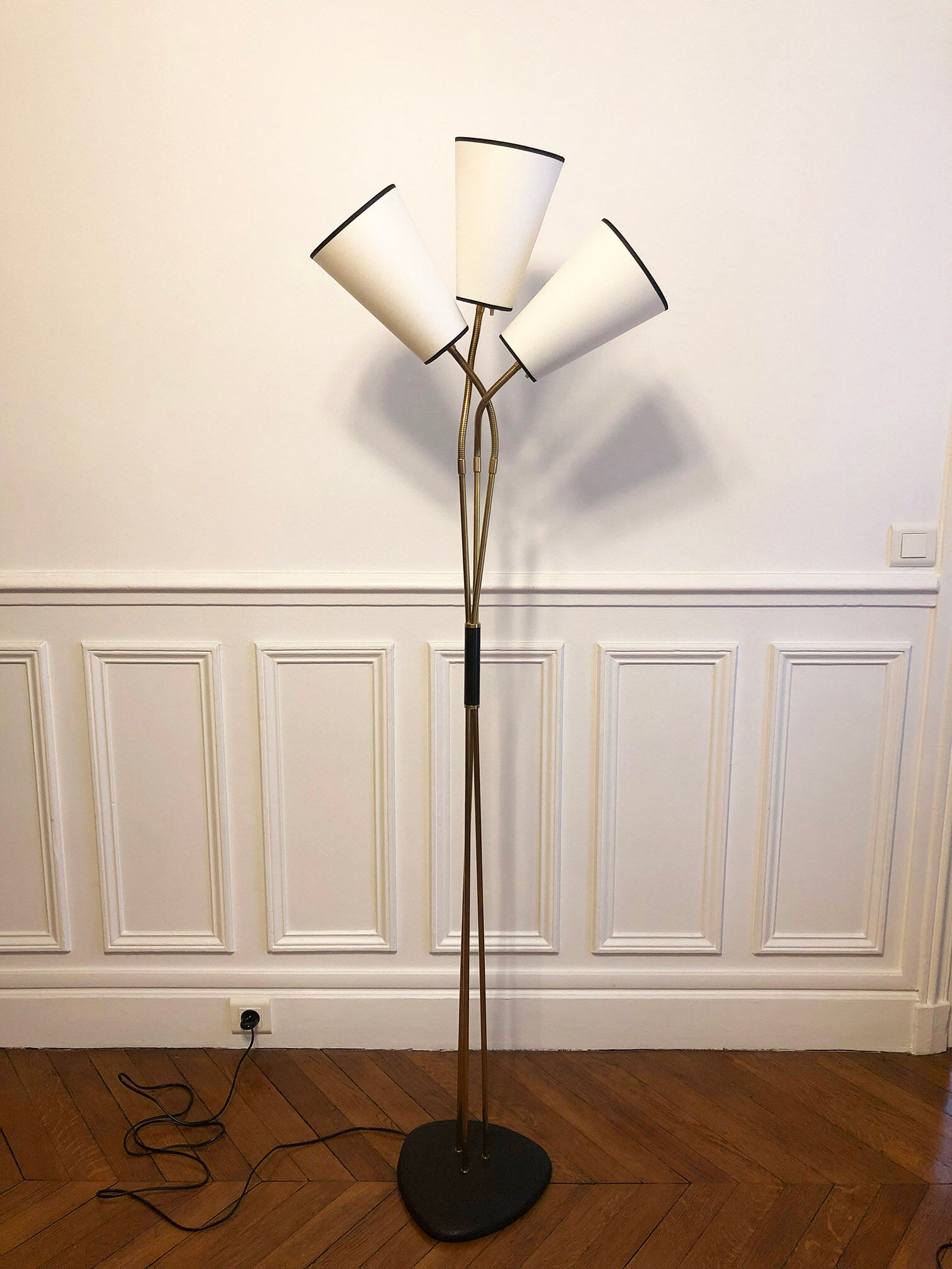 Floor lamp 3 articulated lights 1960
