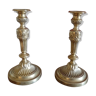 Pair of candlesticks in gilded bronze