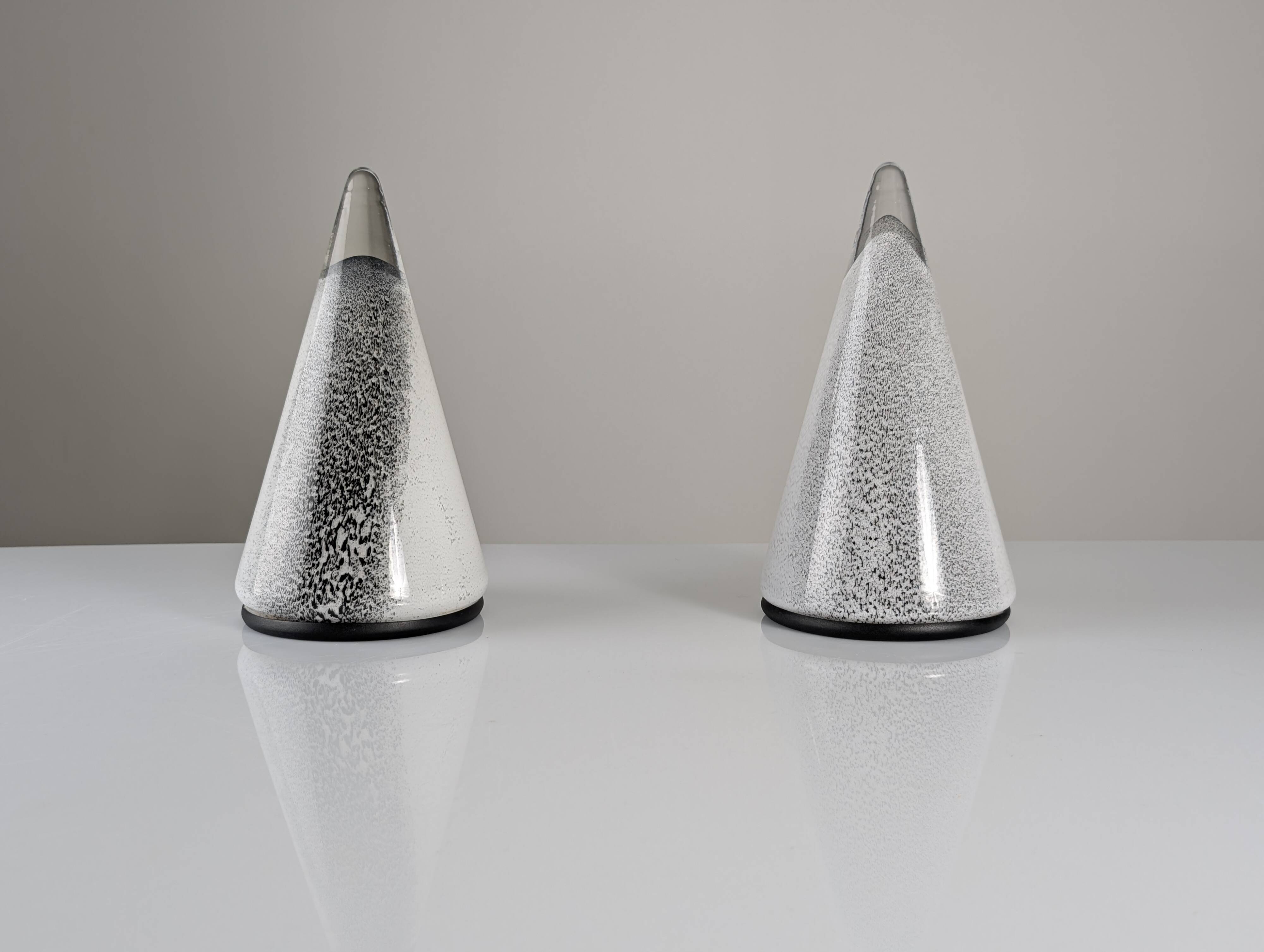 Pair of Italian Murano Glass Cone Table Lamps 1980s