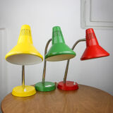 Adjustable Desk Lamp in Red Painted Metal and Chrome-Plated Spiral Arm from Tep, 1970s