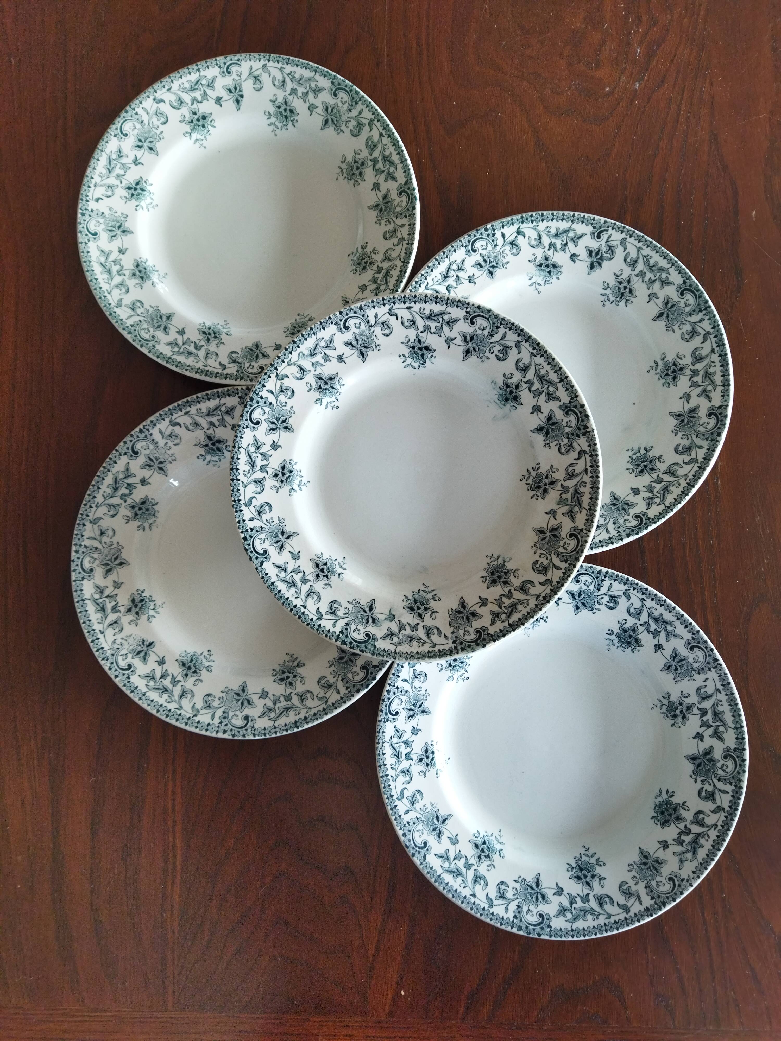 5 flat plates in St Amand "Jane" iron clay