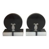 pair of marble and onyx Art Deco bookends