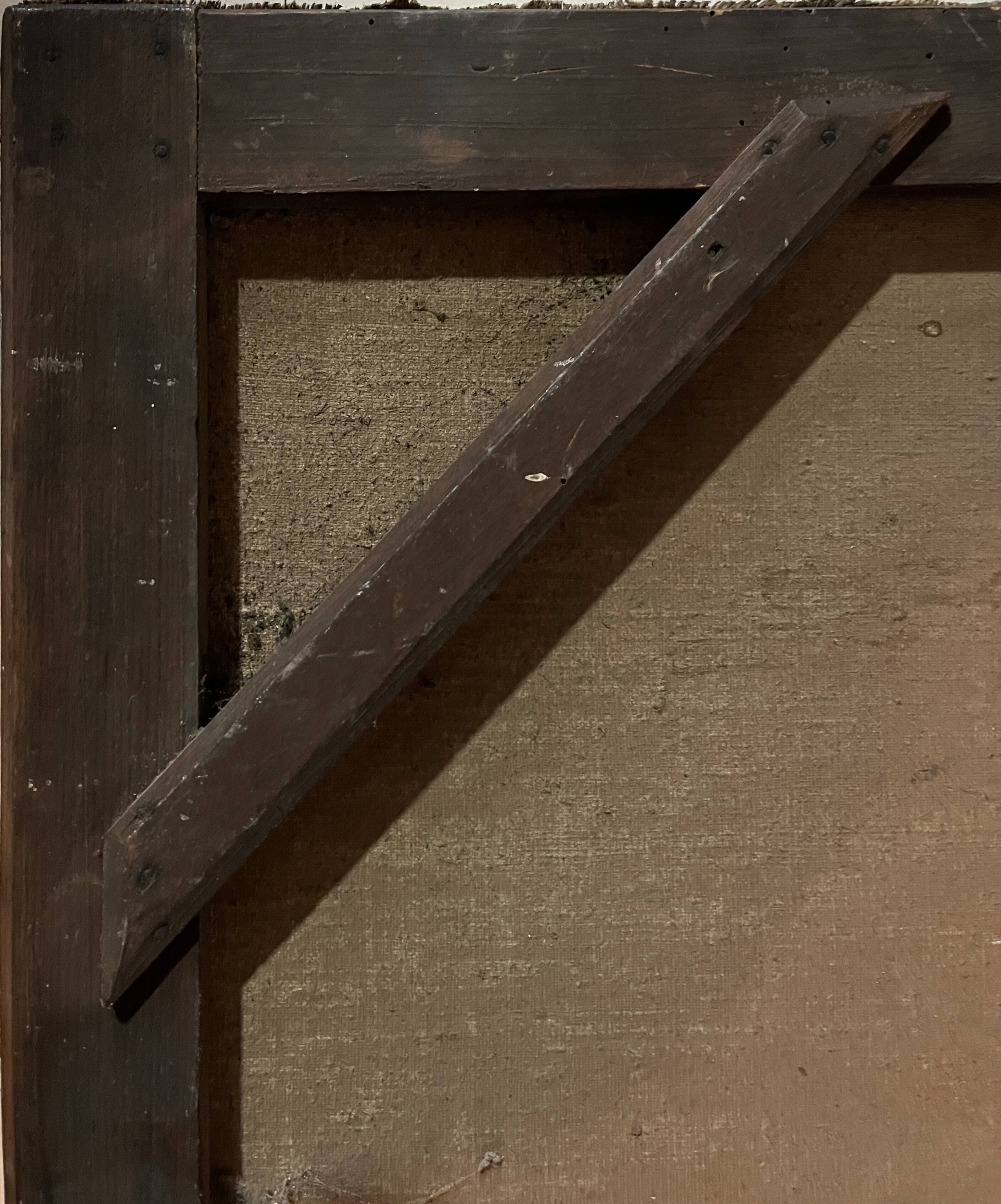 Tableau HST "Paysage pastoral animé vaches et couple" landscape XIX° siècle