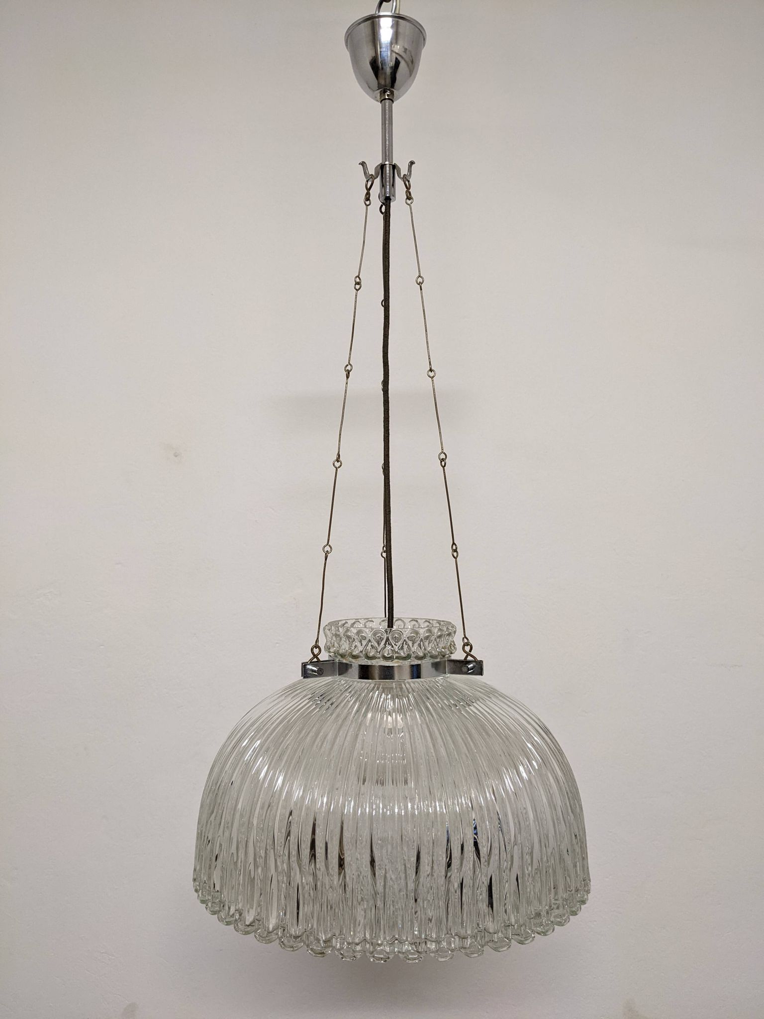Italian XL dome pendant light in blown glass, 60s-70s