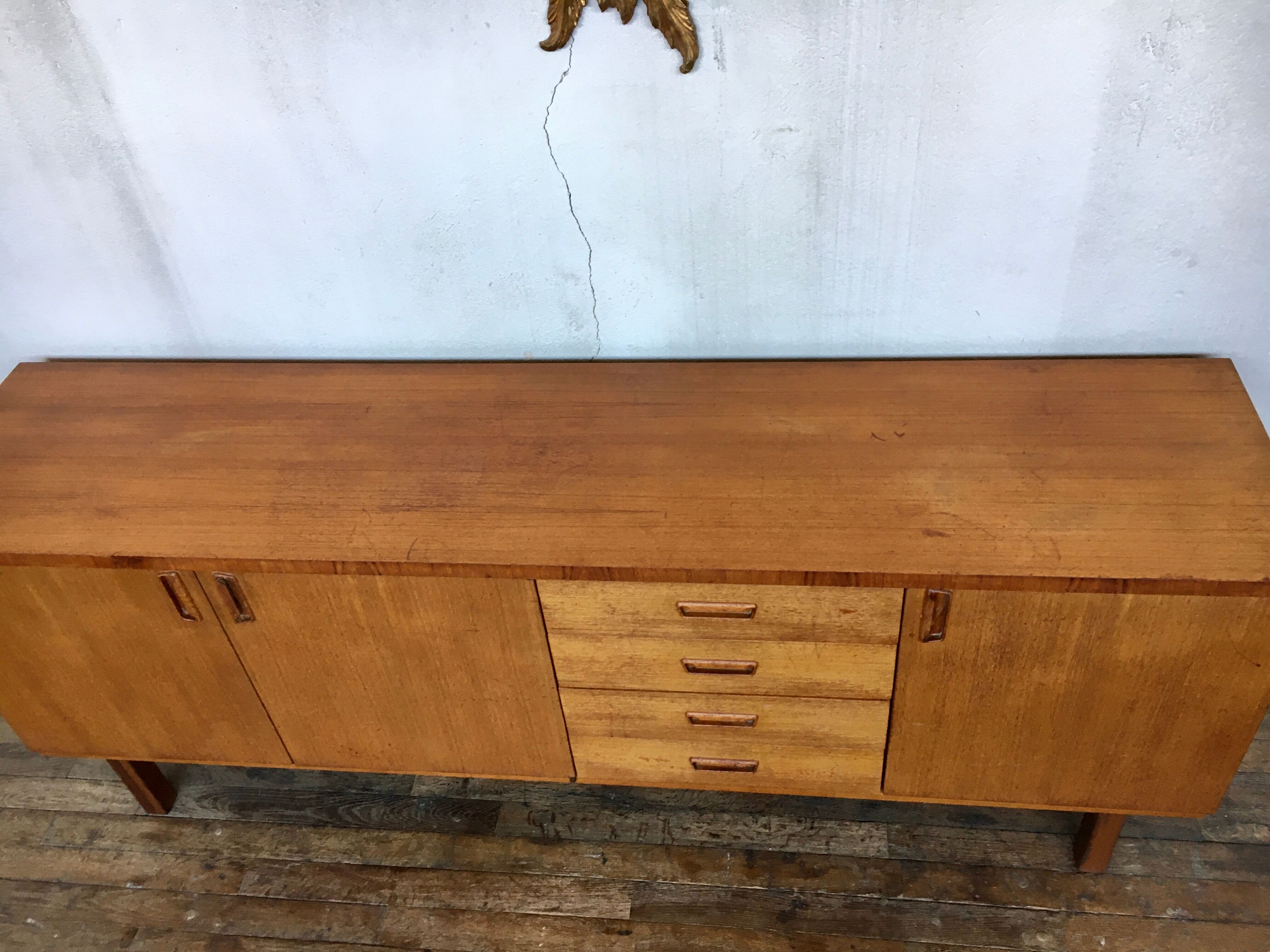 Enfilade vintage - pieds fuseaux - teck - 50/60 - scandinave