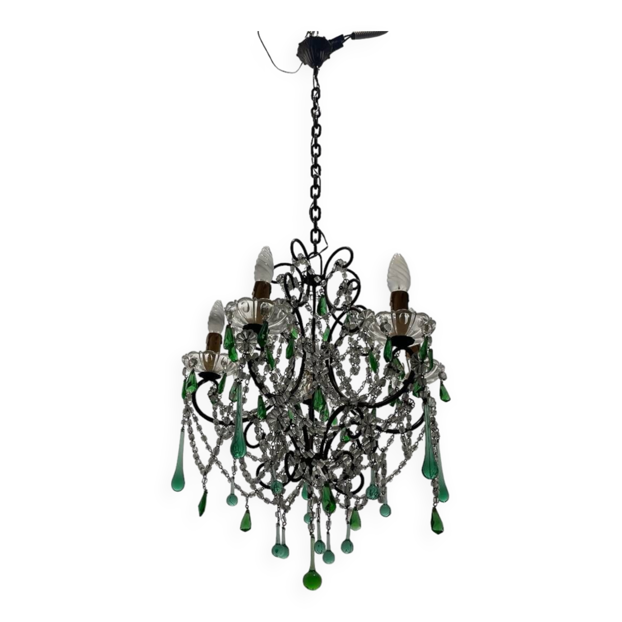 Green Murano Macaroni Chandelier 1950’s