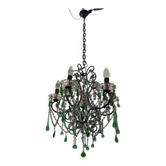 Lustre Macaroni Vert Murano Années 1950
