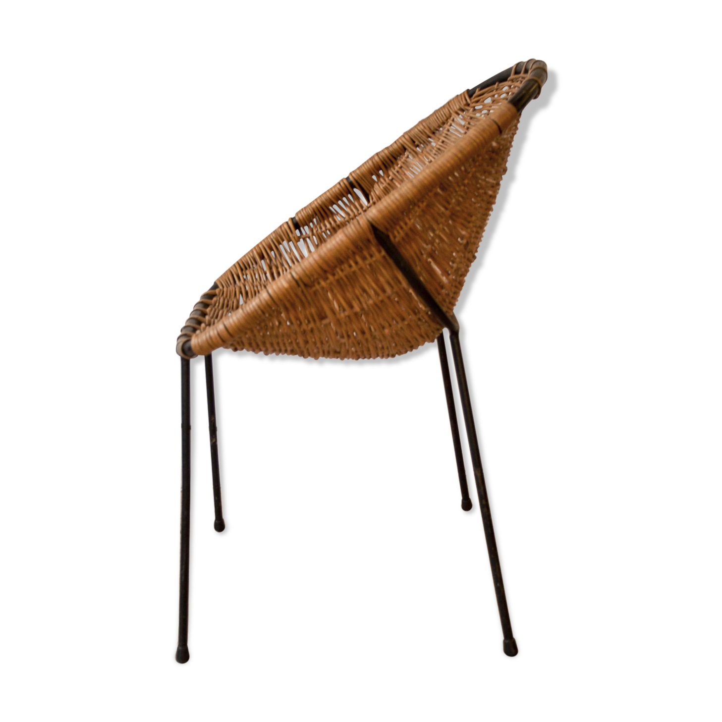 Wicker and metal armchair