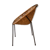 Wicker and metal armchair