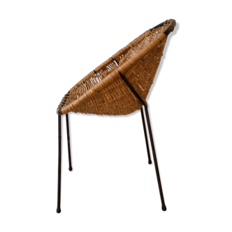Wicker and metal armchair