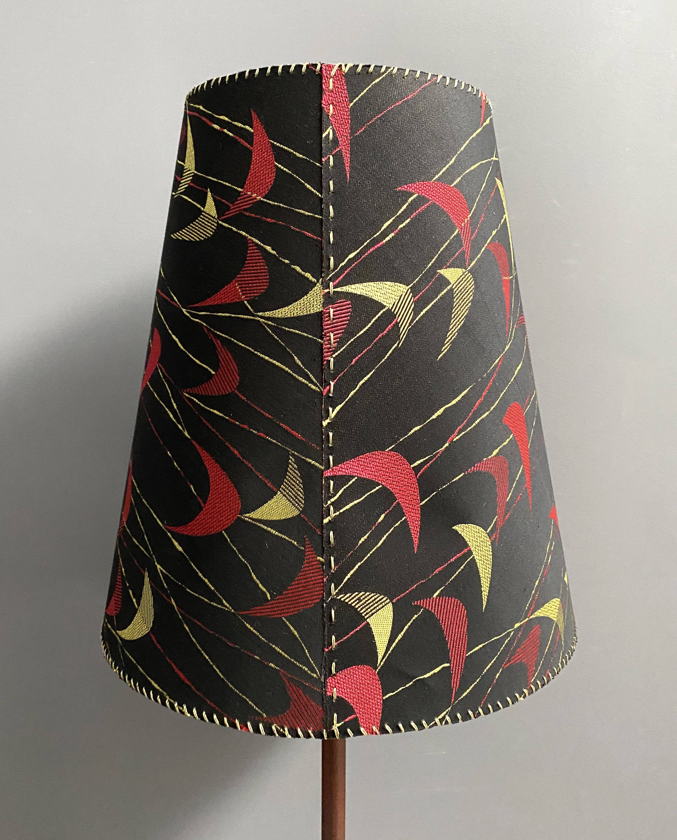 Danish Teak floor lamp with Black and Red , Yellow shade 1960s