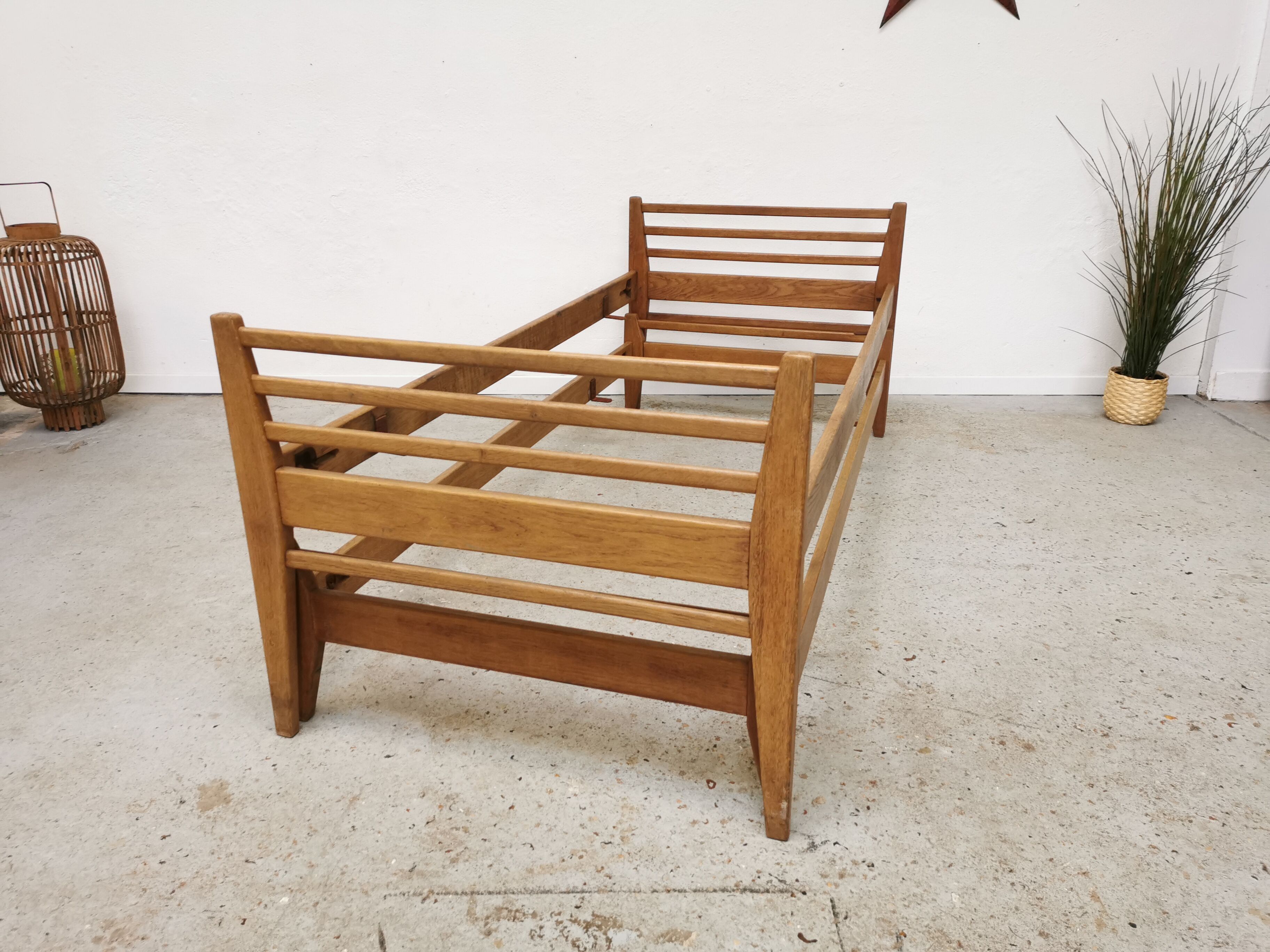 Pair of vintage beds Marcel Gascoin 1950