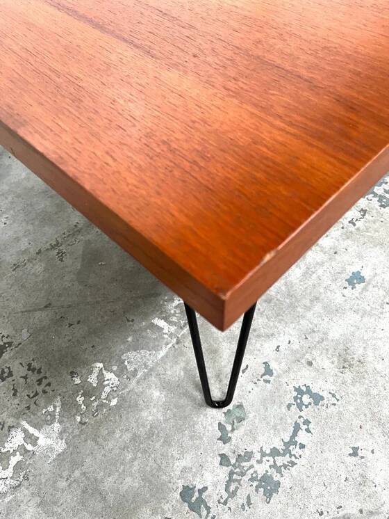 Teak coffee table with hairpin legs