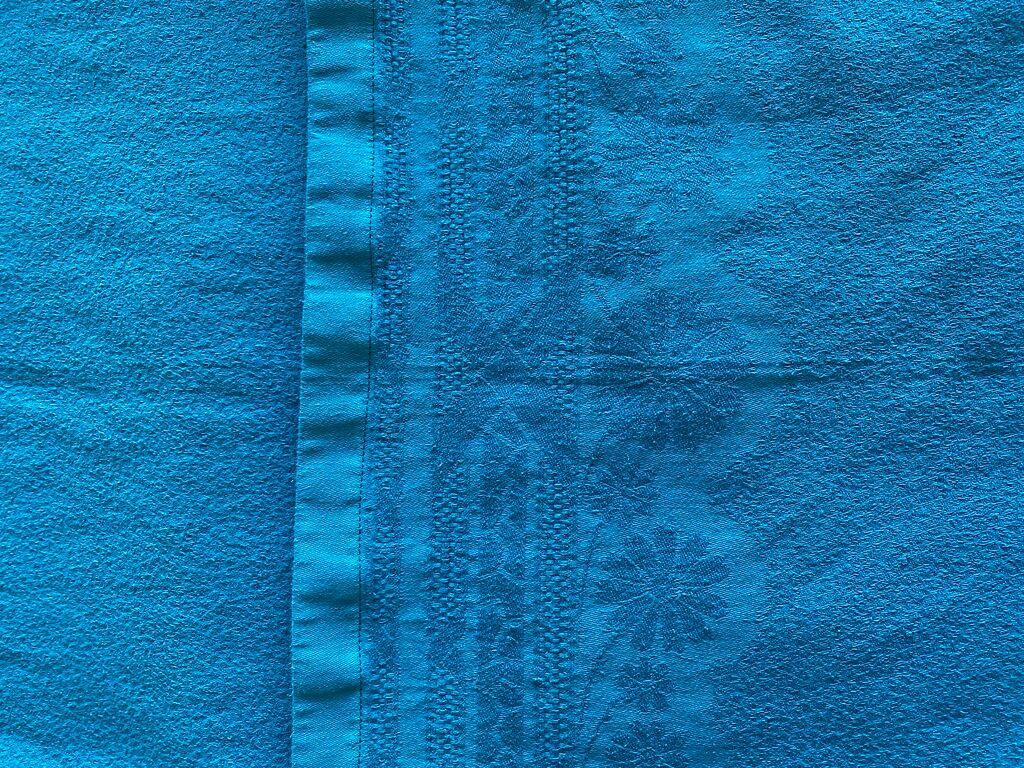 Old damask tablecloth duck blue - cotton - 150x200 cm