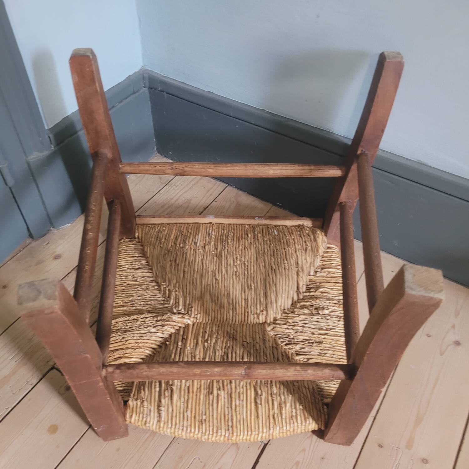 40s wooden and straw stool