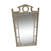 Vintage white faux bamboo mirror