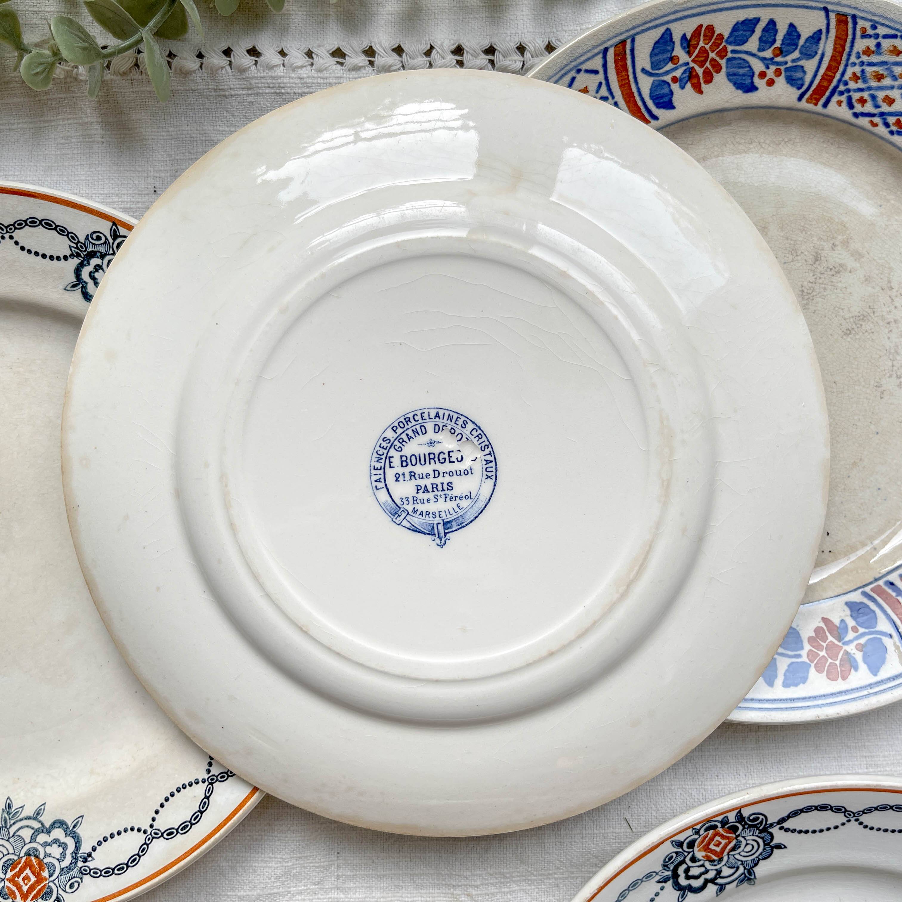 6 Small mismatched vintage plates - L'Amandinoise - Luneville