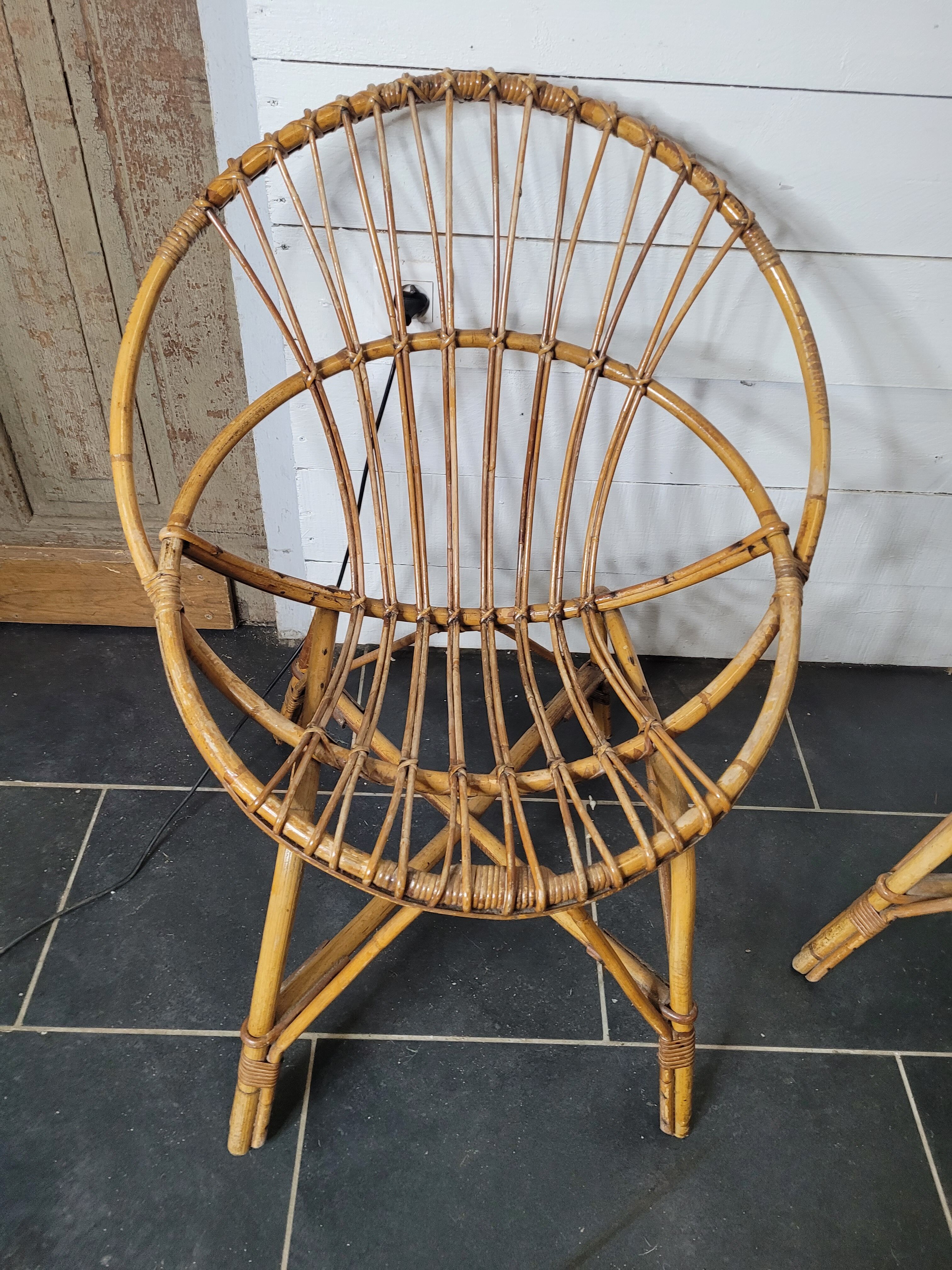 3 rattan armchairs from the 70s