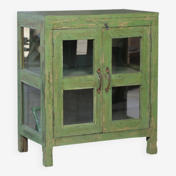 Antique teak sideboard (original green patina)