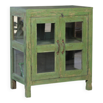 Antique teak sideboard (original green patina)