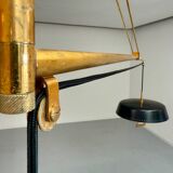 Antique Italian design Stilnovo brass and vintage metal gallows lamp