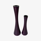 2 Purple Vintage Candlestick Holders Made From Ceramic - Mid-Century Design From Denmark