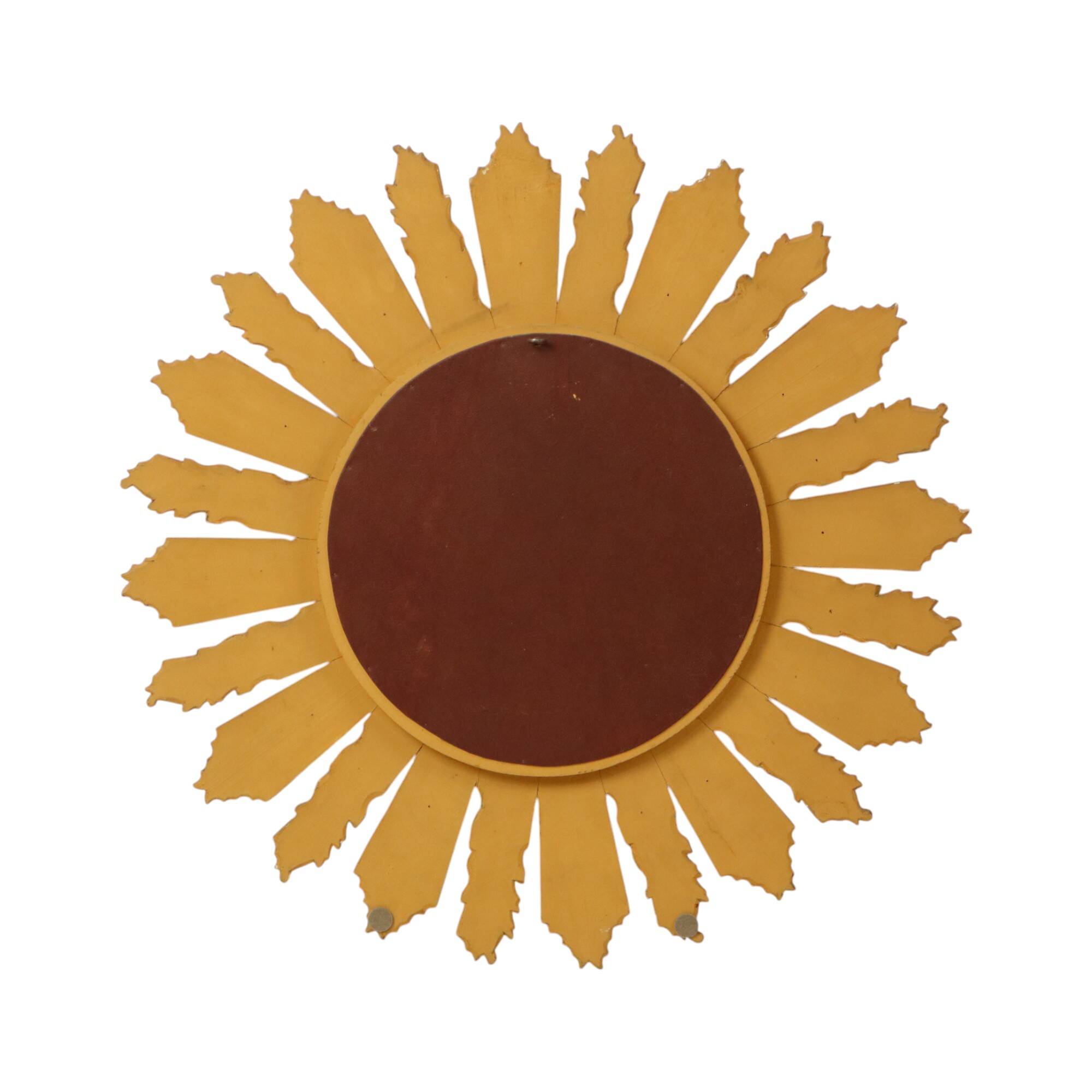 Large Wooden Sun Mirror Sunburst Butler XL Mirror Gold 70cm