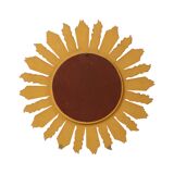 Large Wooden Sun Mirror Sunburst Butler XL Mirror Gold 70cm