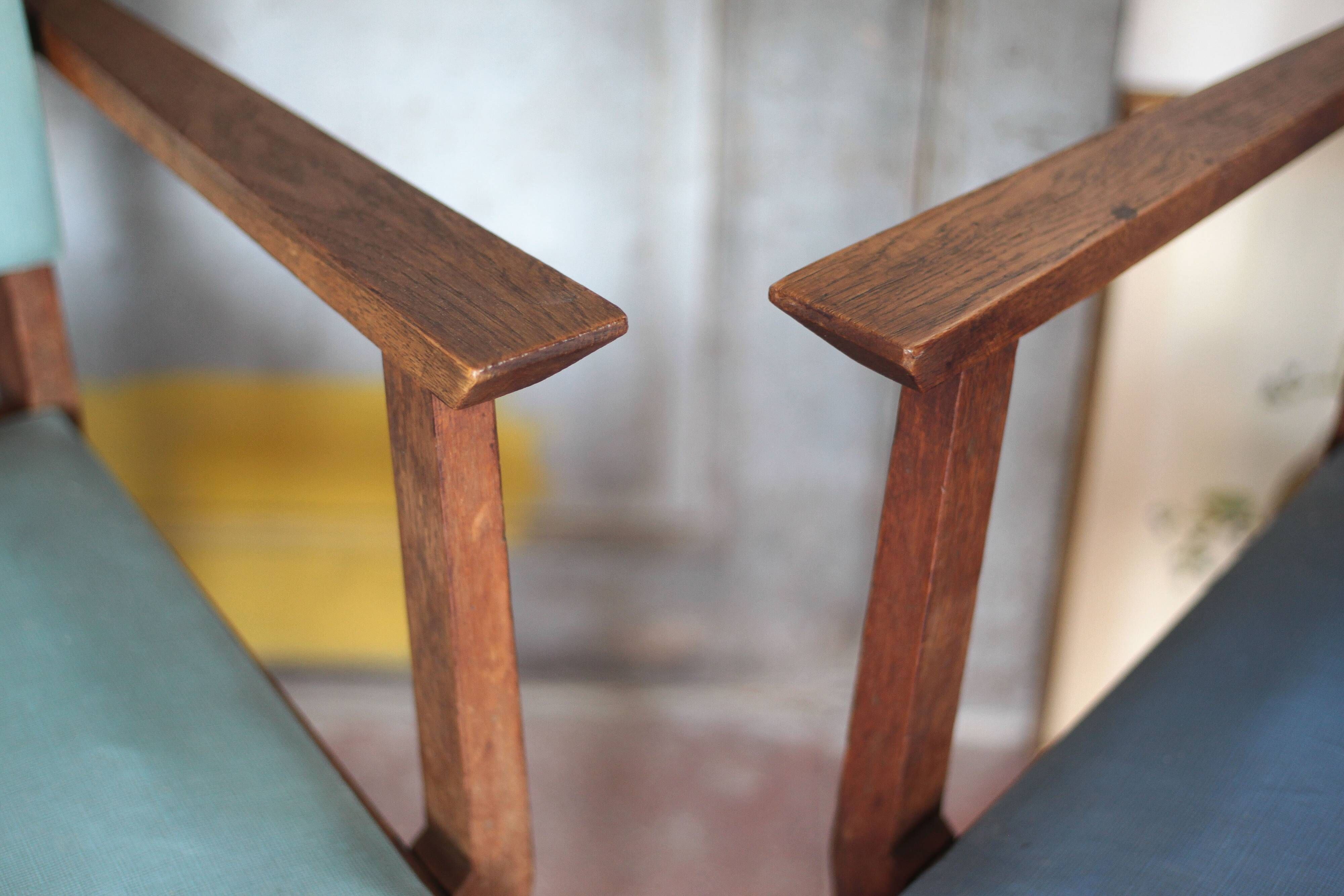 Pair of wooden bridge armchairs from the 1950s, vintage chairs.