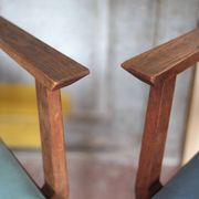 Pair of wooden bridge armchairs from the 1950s, vintage chairs.