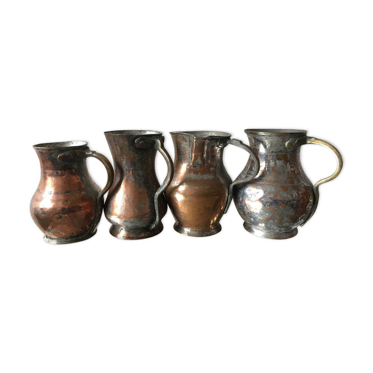 4 Islamic Art Ottoman Turkish copper pitchers antique