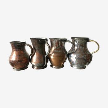 4 Islamic Art Ottoman Turkish copper pitchers antique