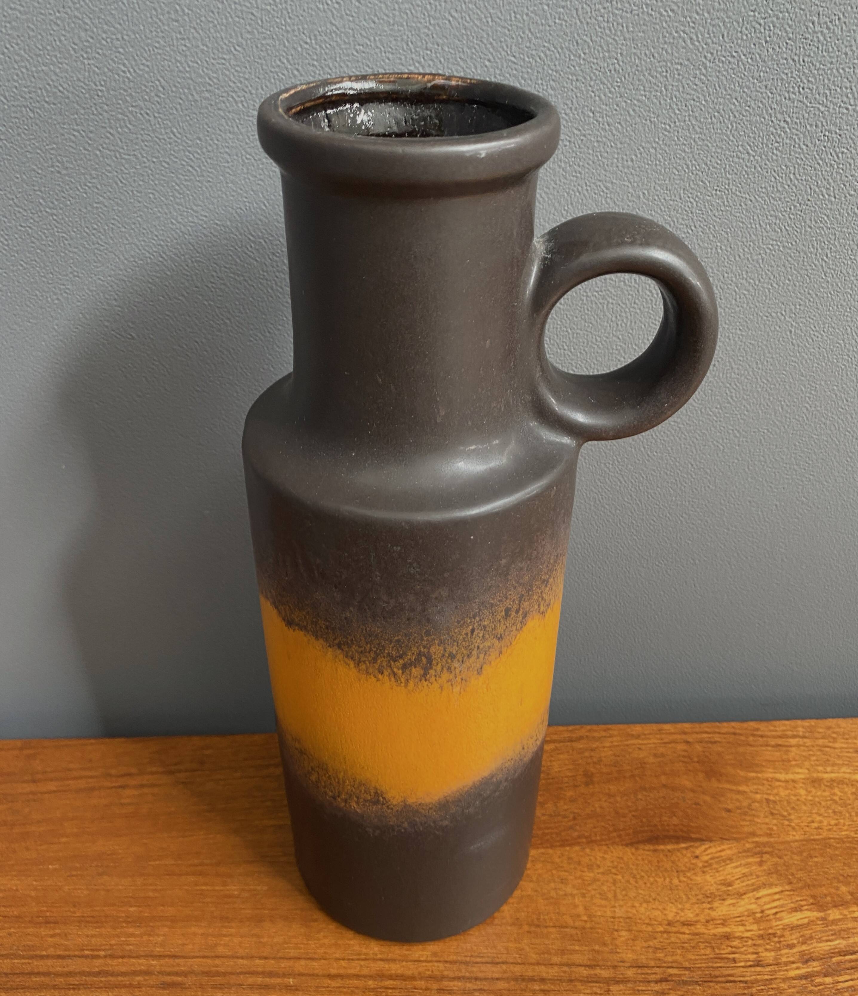 vase marron et orange Allemagne de l'Ouest Scheurich modèle 401-28 années 1970