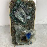 Vintage brutalist glass wall lamp 1960s