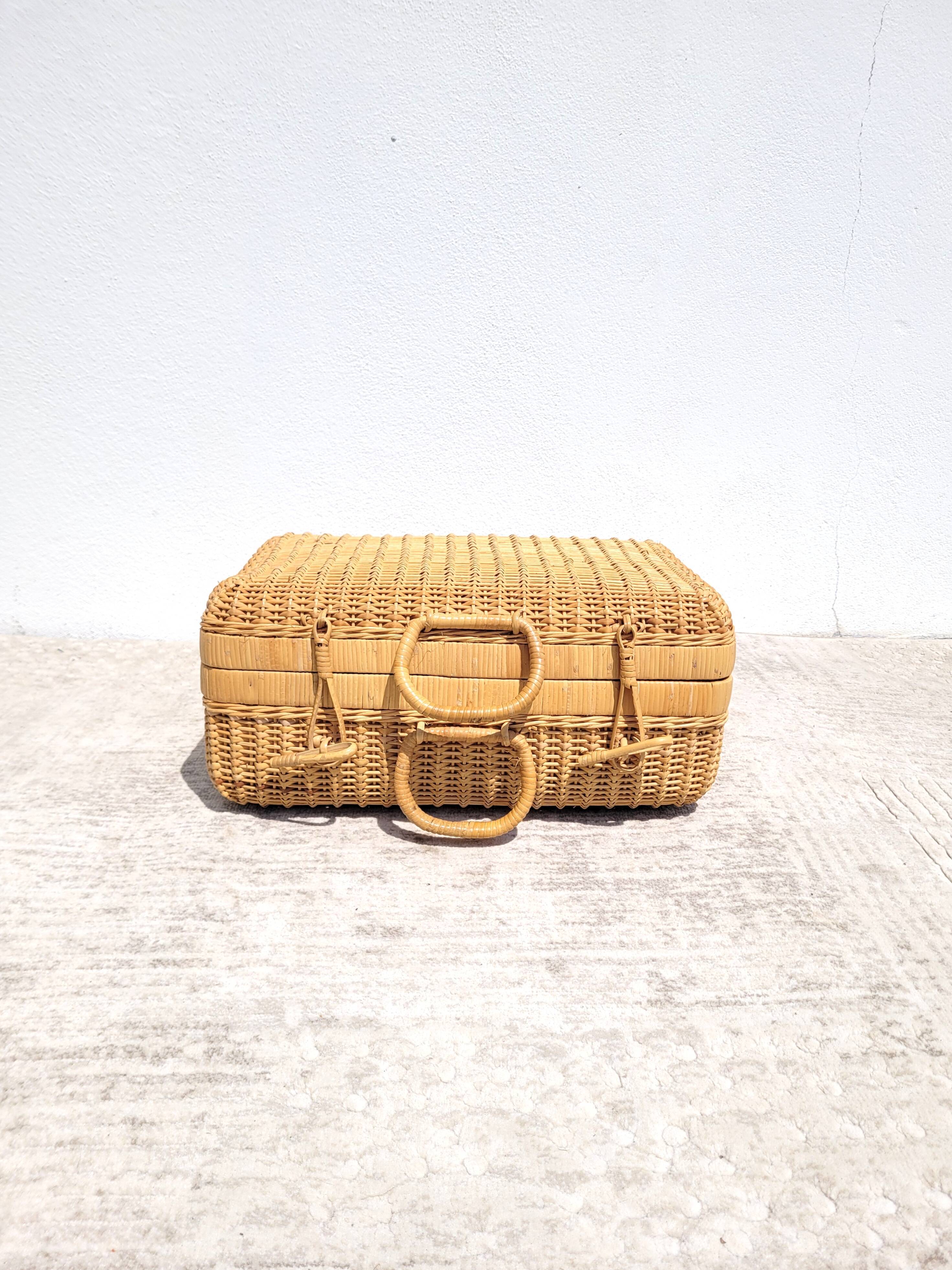 Braided rattan briefcase suitcase