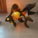 Lampe poisson vintage en laiton et verre