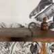 Turned wooden shelf