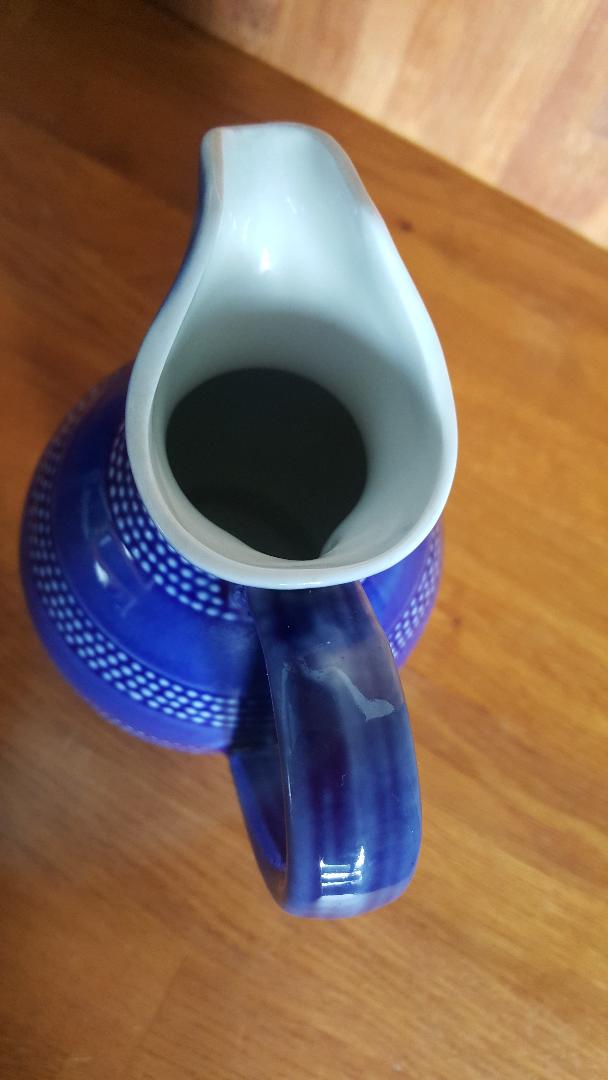 Vintage pitcher blue pattern blue peas 75cl