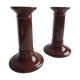Pair of English brown ceramic candlesticks. Circa 2003, designed by S.