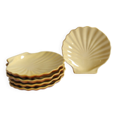 Set of 5 vintage beige ceramic scallop shells