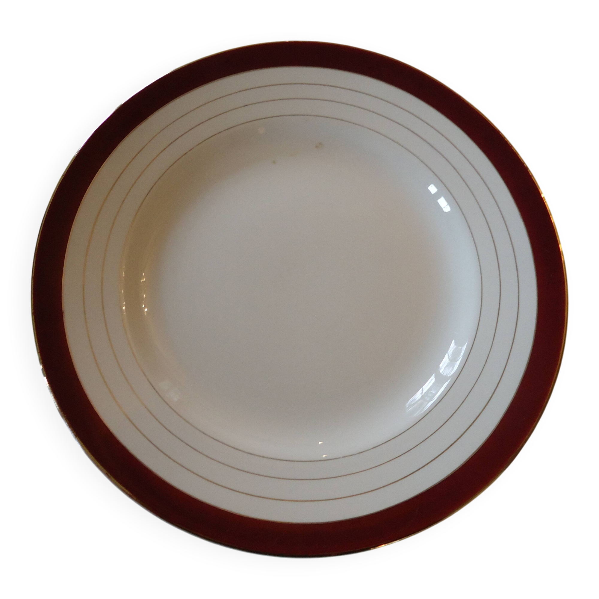 Round serving platter in opaque porcelain, digoin sarreguemines pasteur
