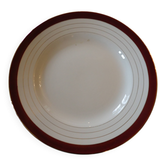 Round serving platter in opaque porcelain, digoin sarreguemines pasteur
