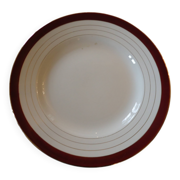 Round serving platter in opaque porcelain, digoin sarreguemines pasteur