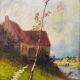Nineteenth century painting HSP "Landscape with the river" signed + barbizon frame