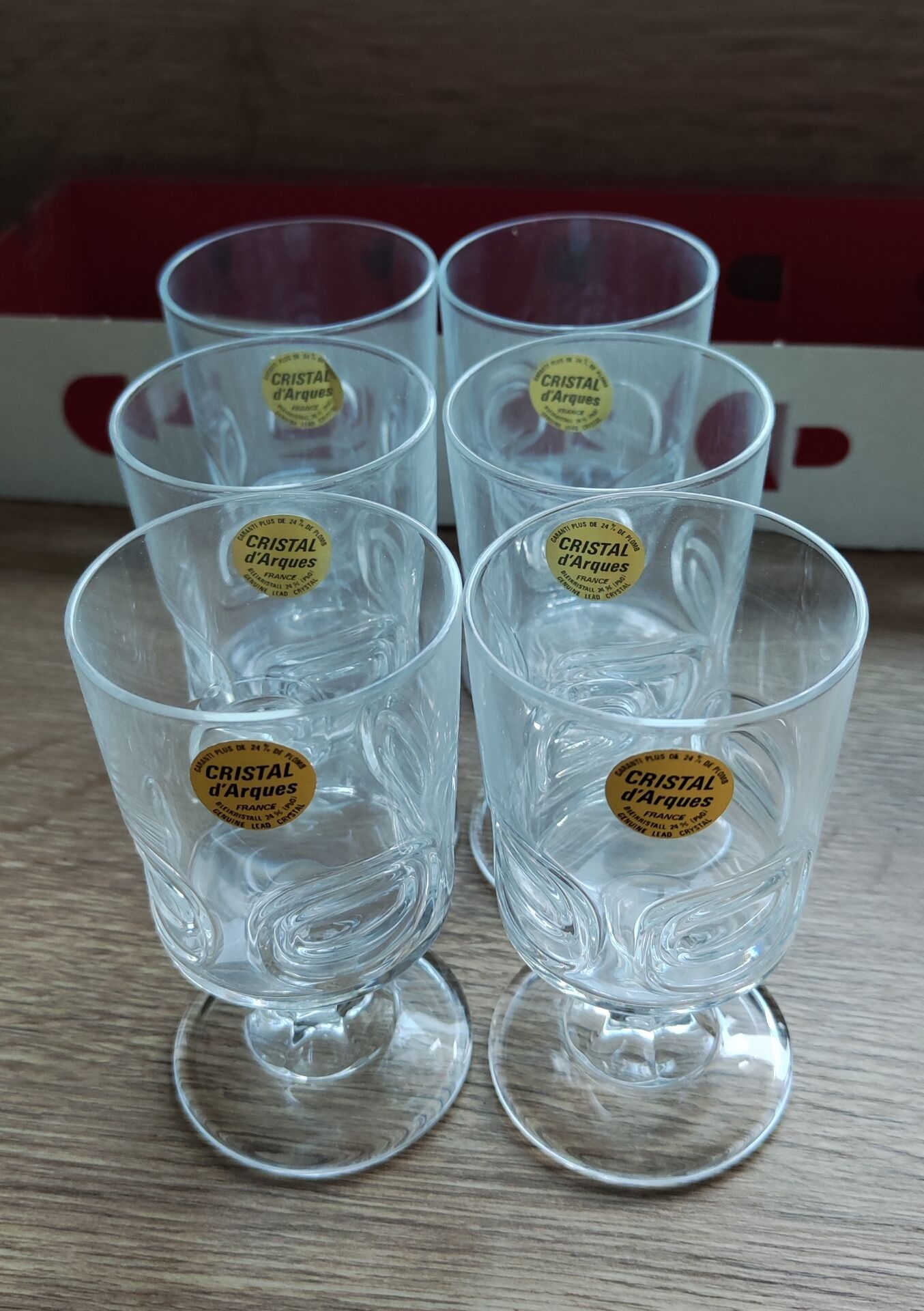 6 petits verres en cristal trempé d'environ 10 cl