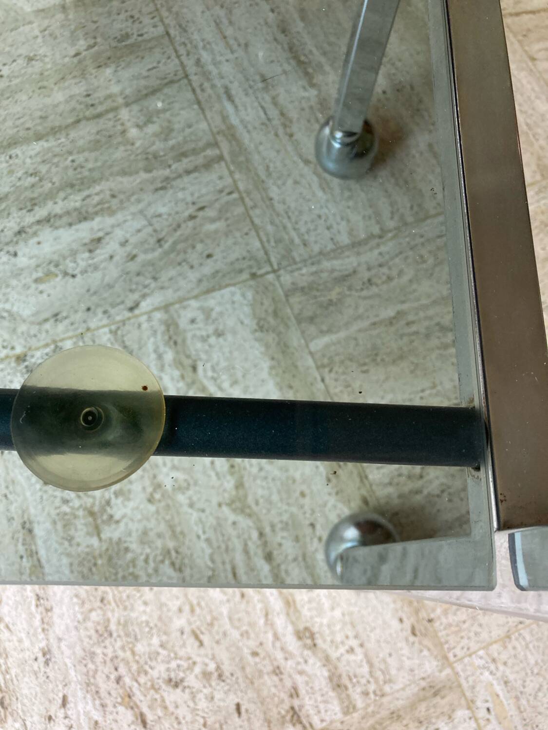 Vintage chrome dessert table, 2 smoked glass trays.