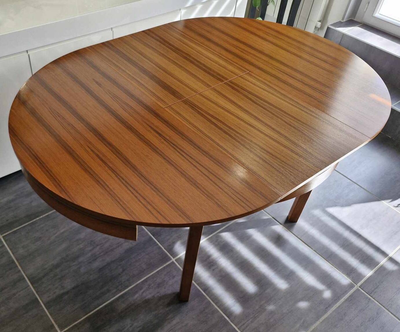 Scandinavian extendable teak round table, 1970s