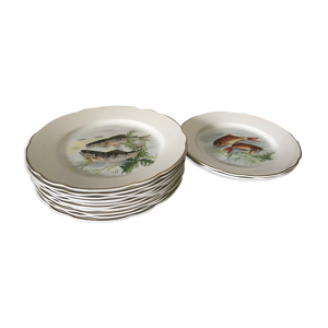 12 assiettes digoin & - sarreguemines