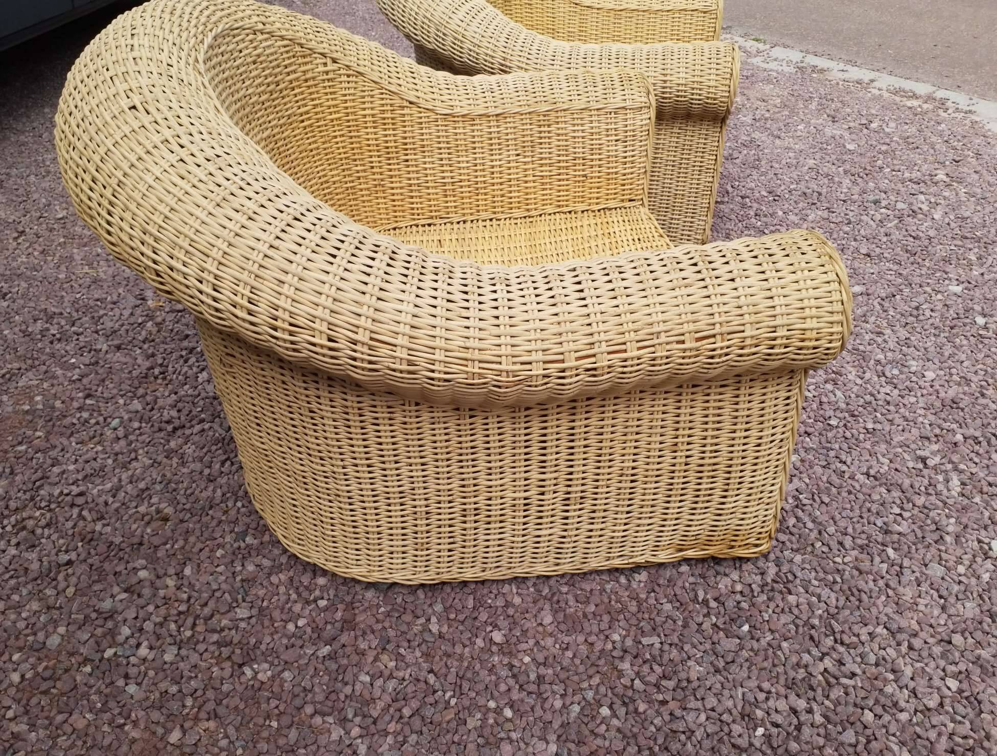 Rattan armchairs